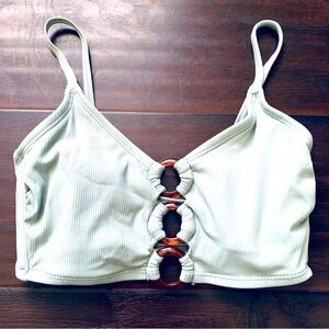 Xhilaration Women's Green Ribbed Strappy Back Bralette Bikini Swim Top | Size: S